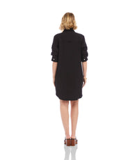 Karen Kane Ruched Sleeve Shirtdress - Petite in black - women's dress - alternate view