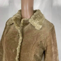 Wilsons Leather Women's Maxima Soft Leather & Shearling Coat in brown - women's jacket - alternate view