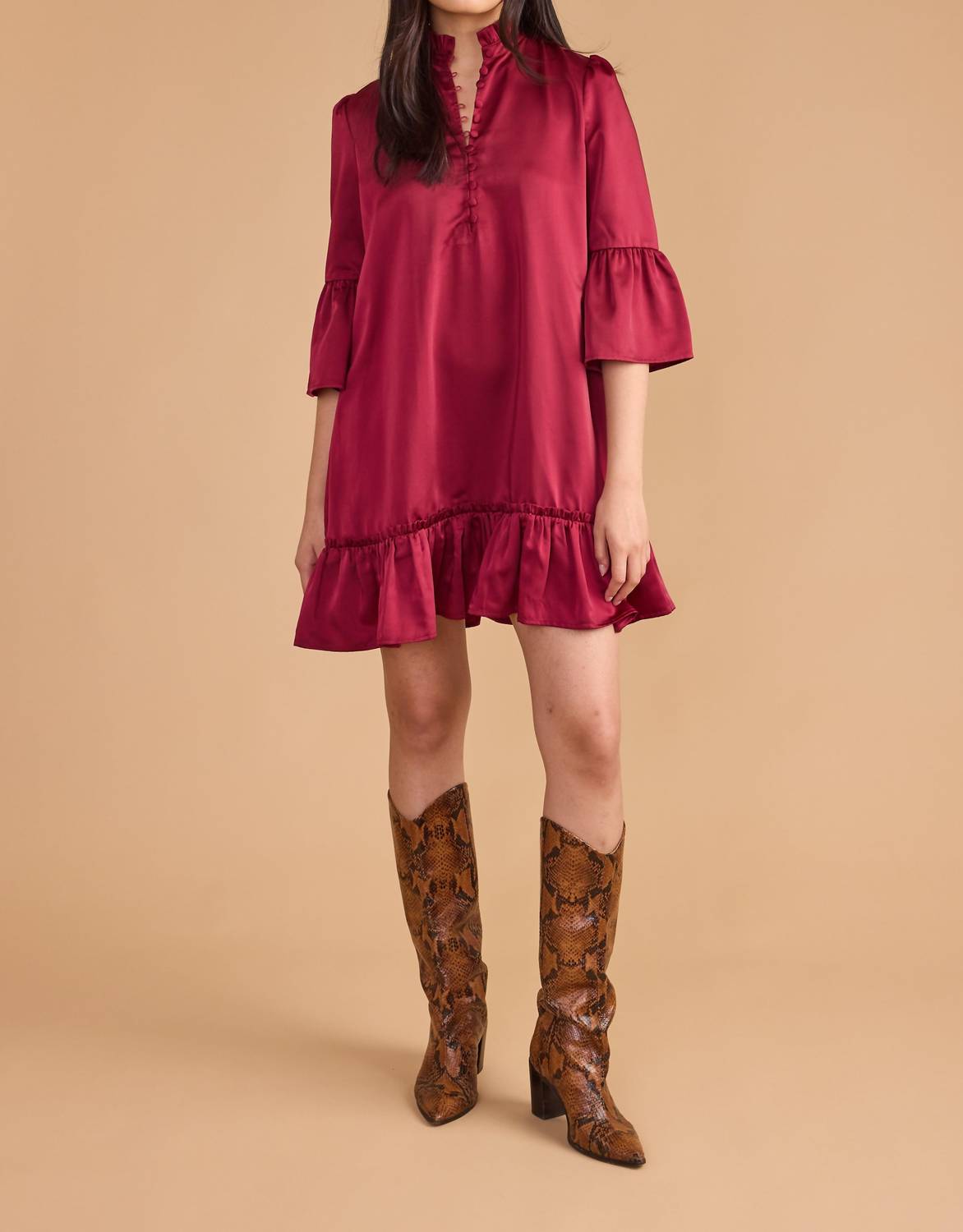 Double A Chelsea Mini Dress in beet red - women's dress - view 5