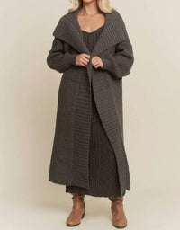 Davi & Dani - Ribbed Texture Cardigan with Matching Sweater Dress