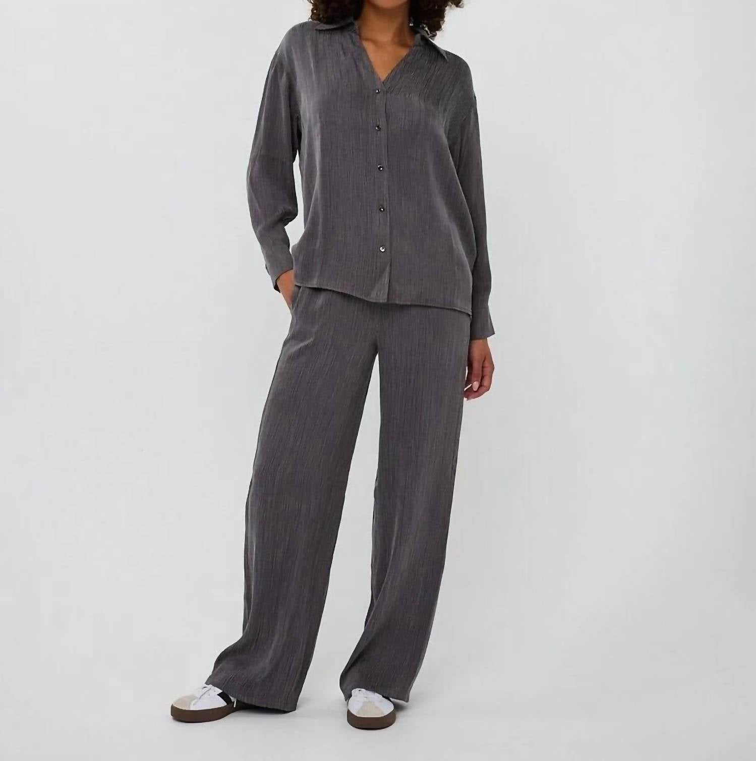Esqualo - Women’s Elastic Waist Textured Pants