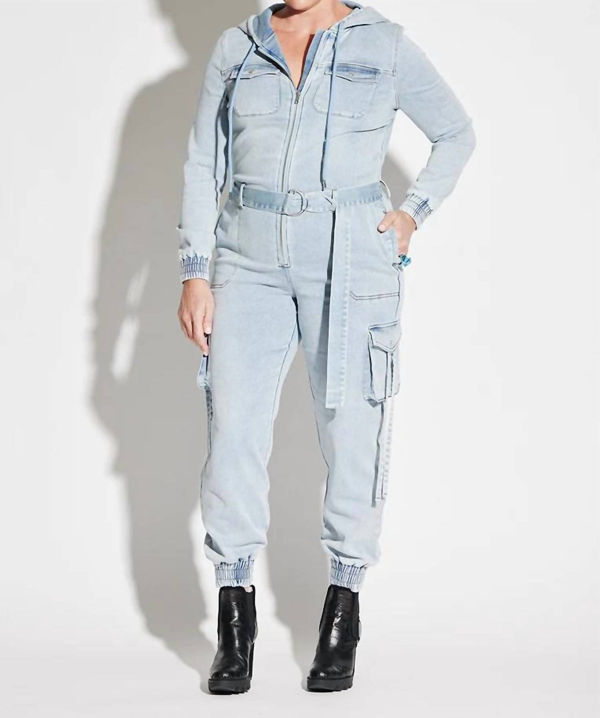 Circular Path - Terry Denim Jumpsuit