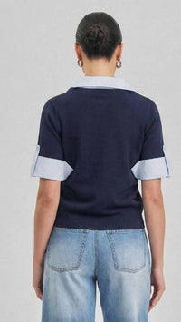Able - Layered Look Short Sleeve Sweater Top