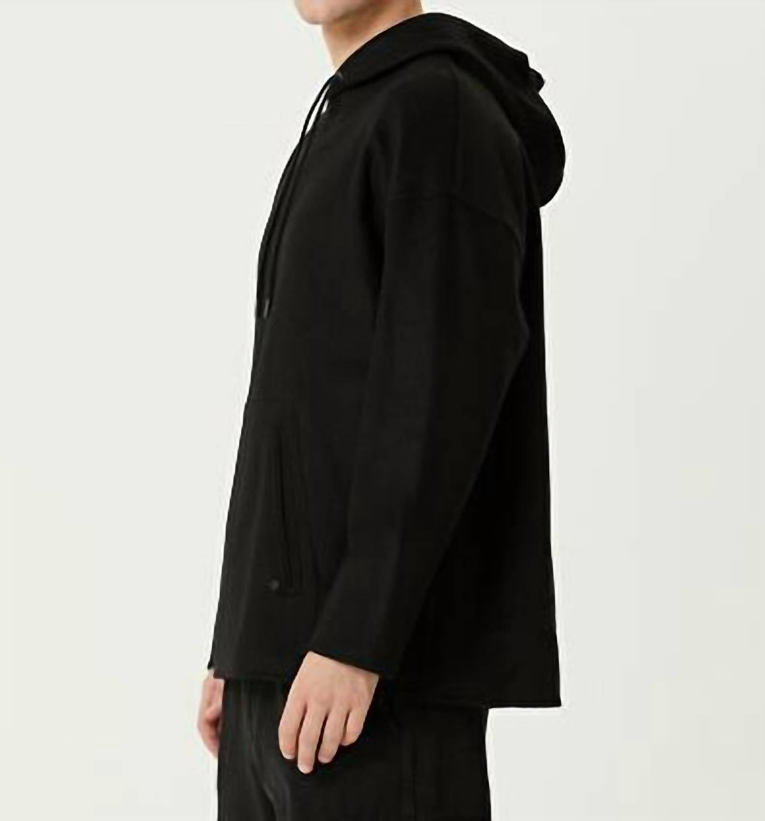 CLOSED Hooded Wool Sweatshirt in black - men's shirt - alternate view