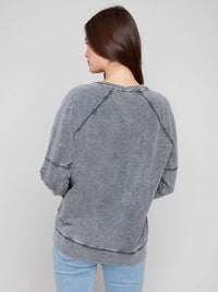 Charlie B - Cold Dye French Terry V-neck Top