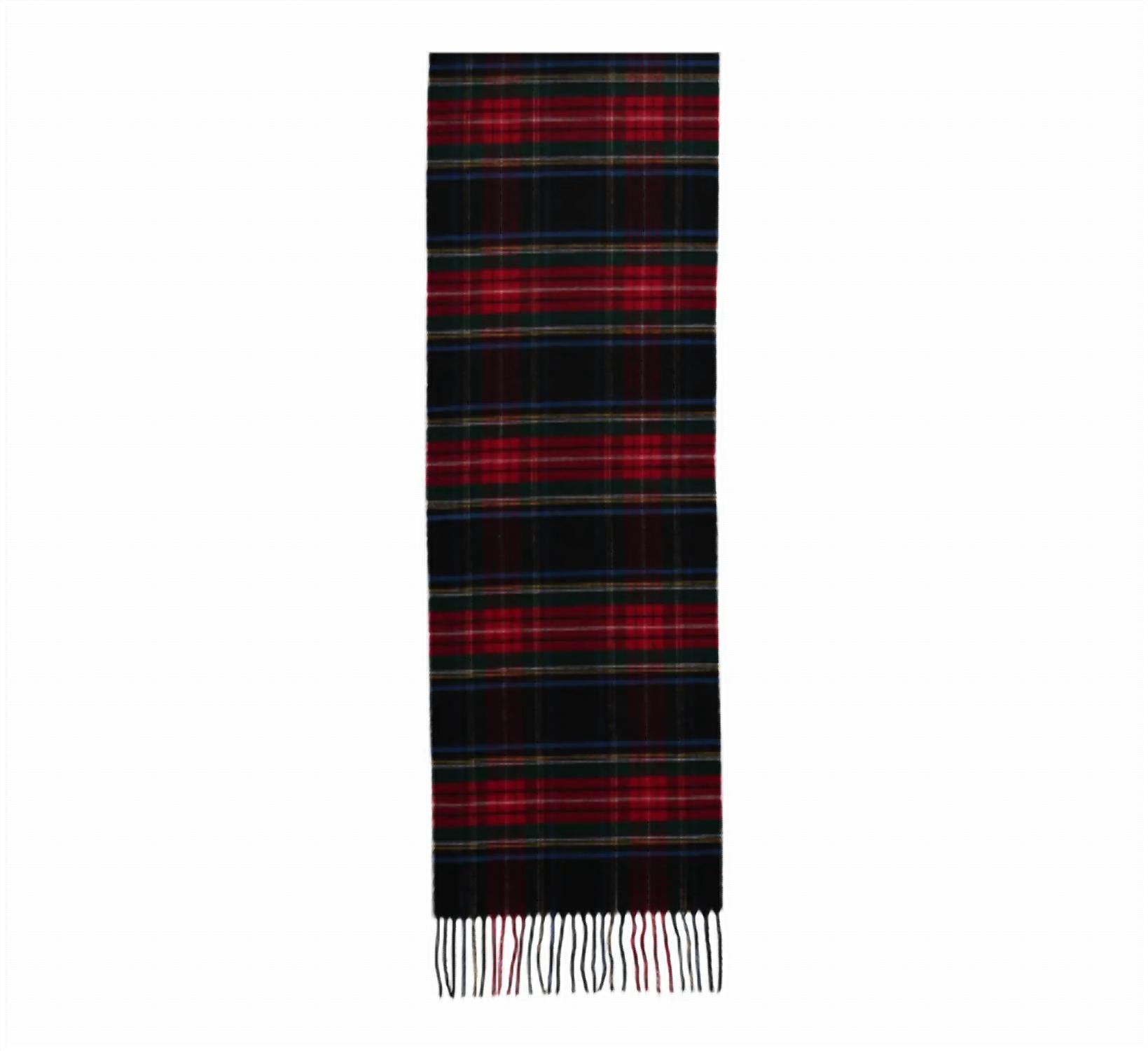 FRAAS Traditional Tartan Cashmink Scarf in black plaid - women's scarf - detail view