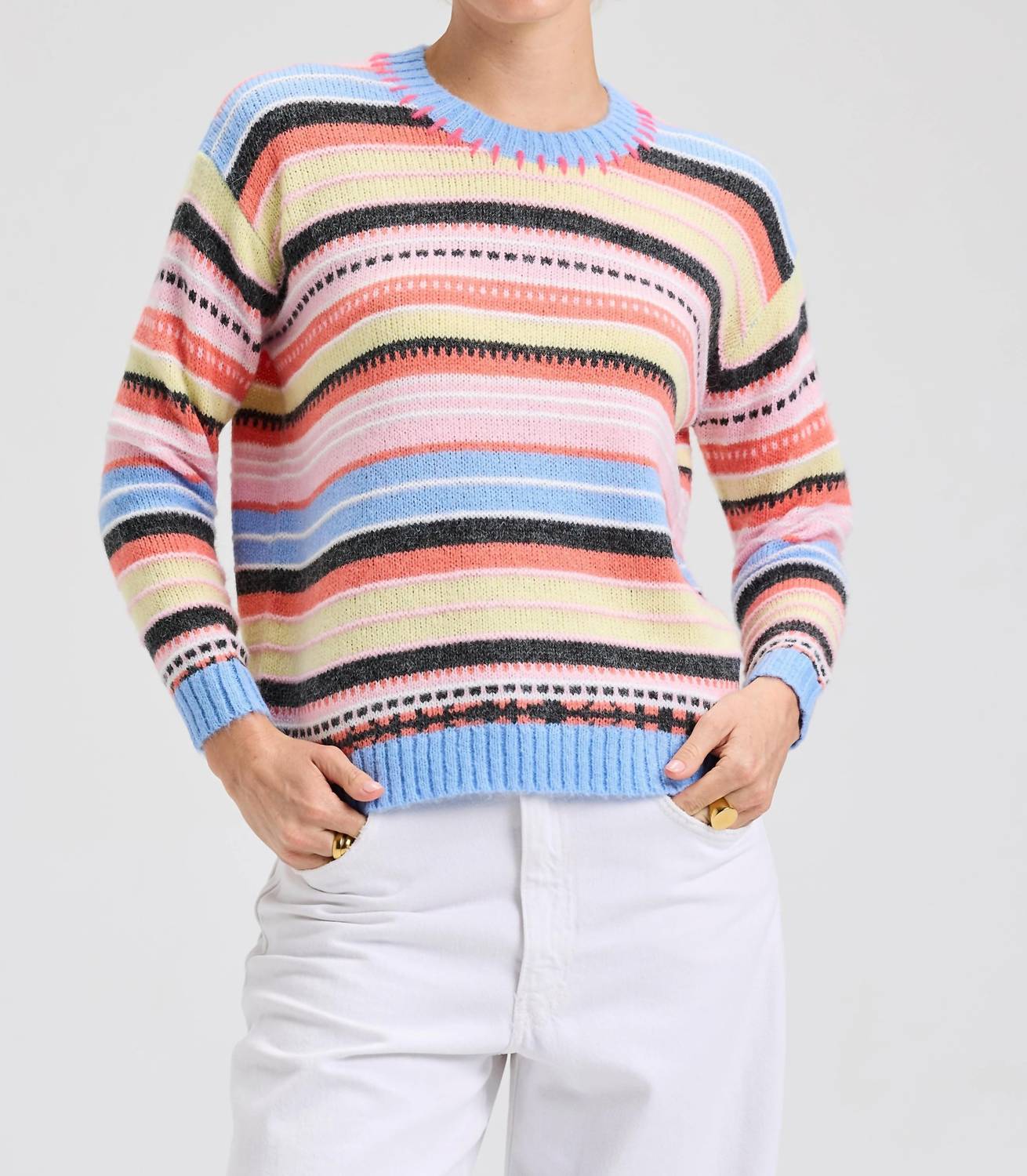 ZAKET & PLOVER Mohair Stripe Sweater in blue - women's sweater