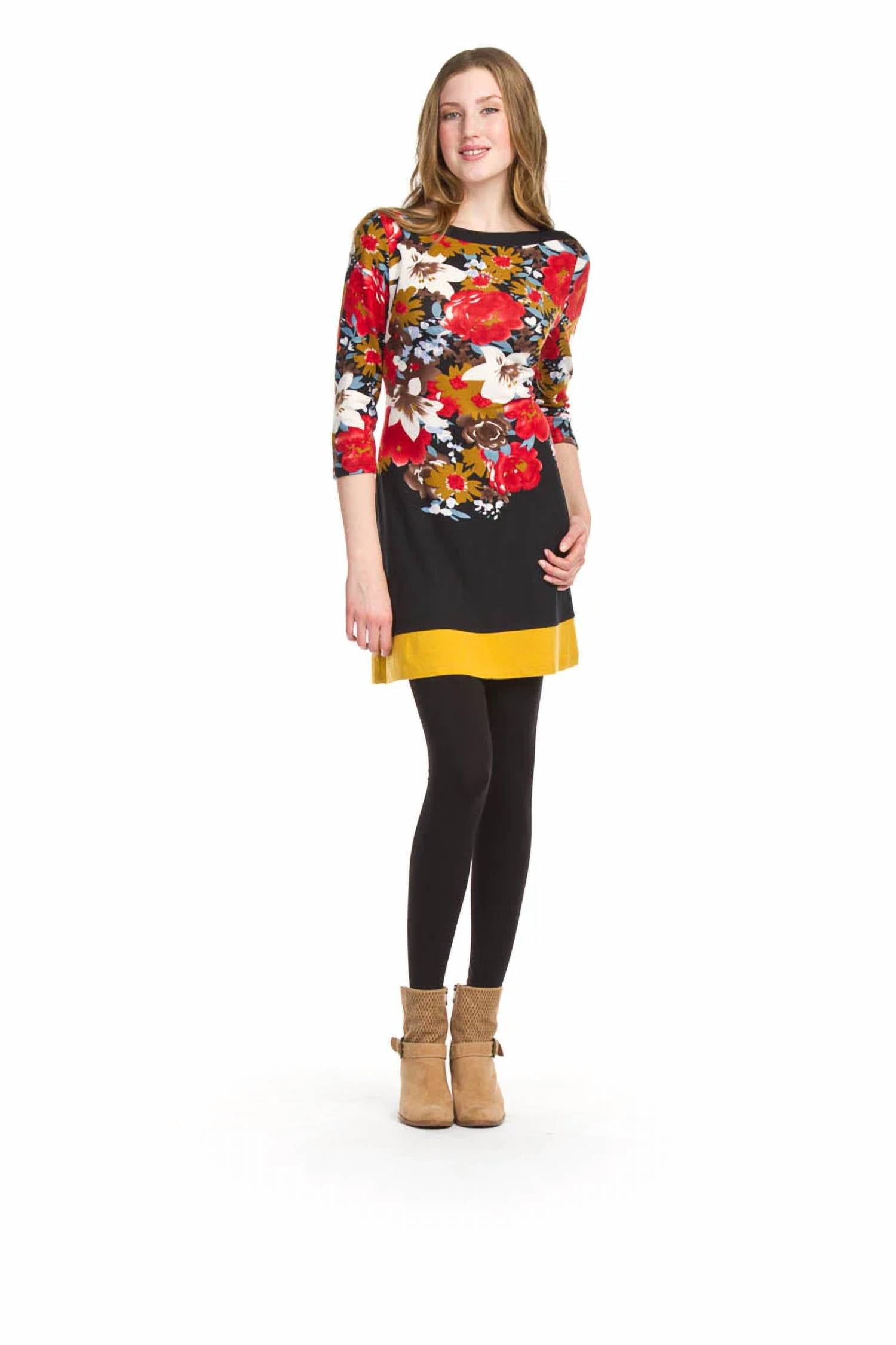 Papillon - Floral 3/4 Sleeve Tunic Top Dress