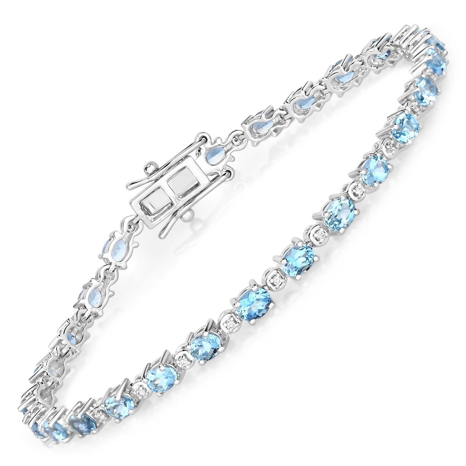 Diana M Jewels Women's Oval Natural Aquamarine Bracelet (4.28 Ct) - Statement in 14k white gold - women's jewelry