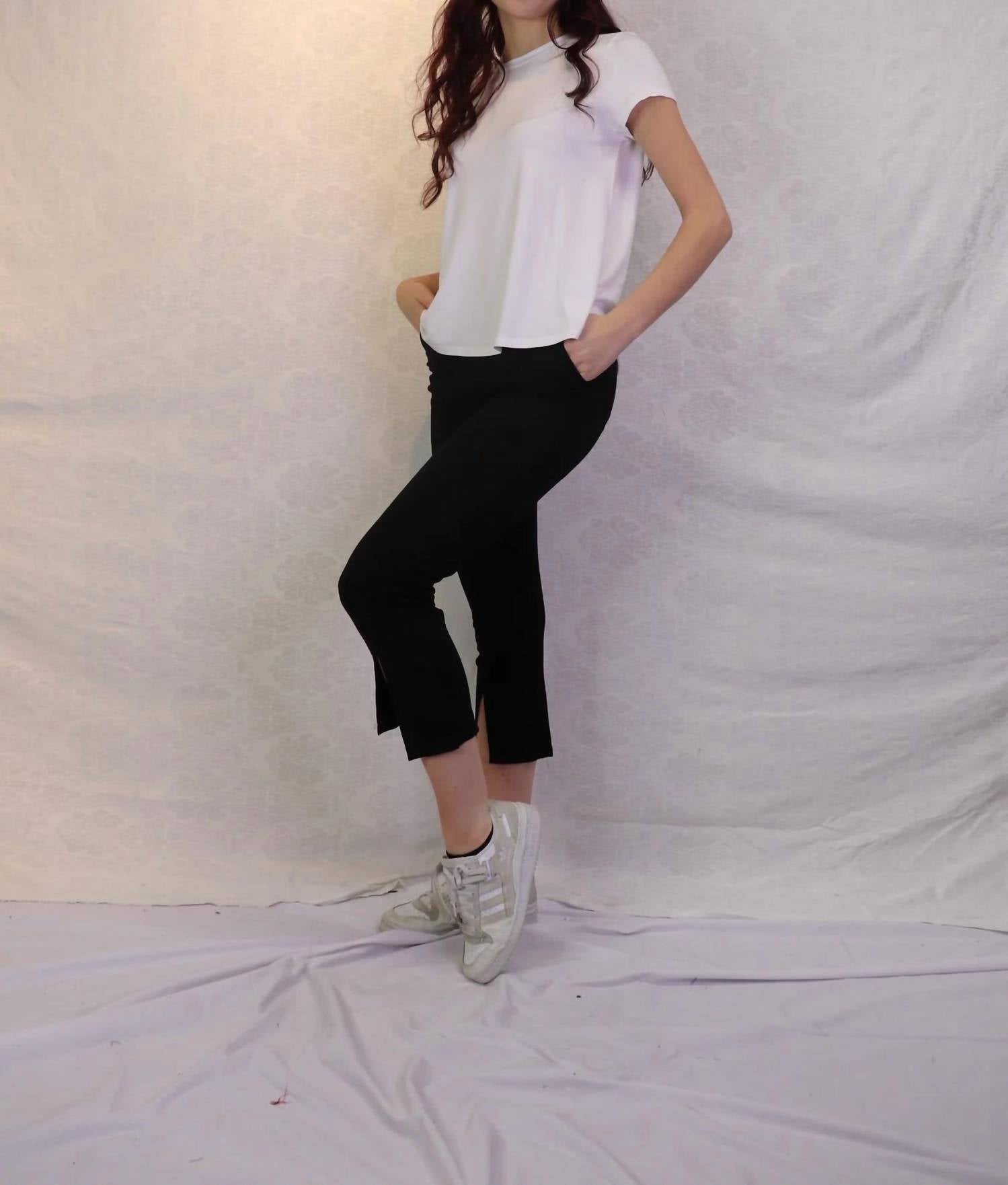 Papillon Split Hem Pants in black - women's pants - detail view