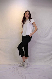 Papillon Split Hem Pants in black - women's pants - alternate view