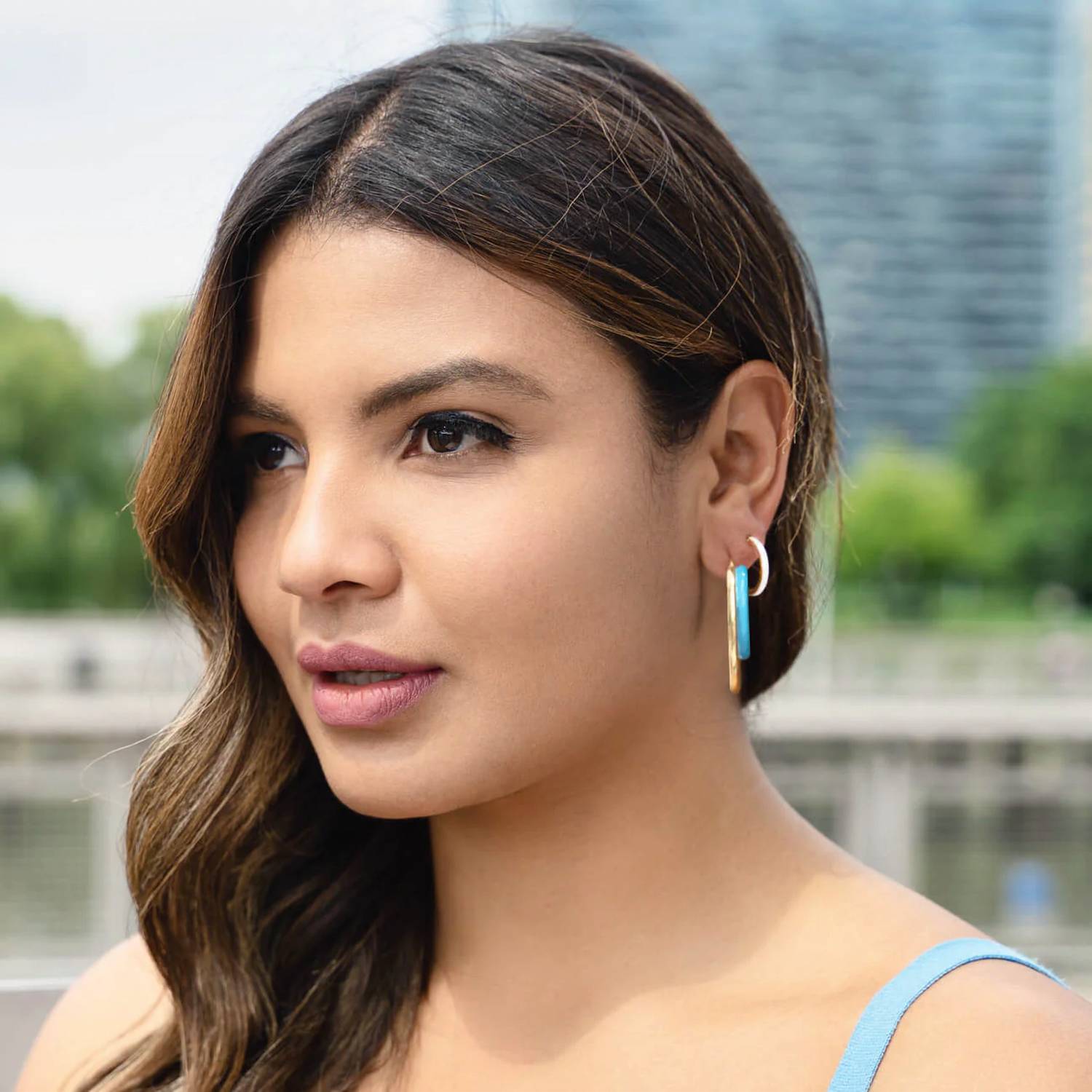 Gold & Honey - Women's Enamel Double Oval Hoop Earrings