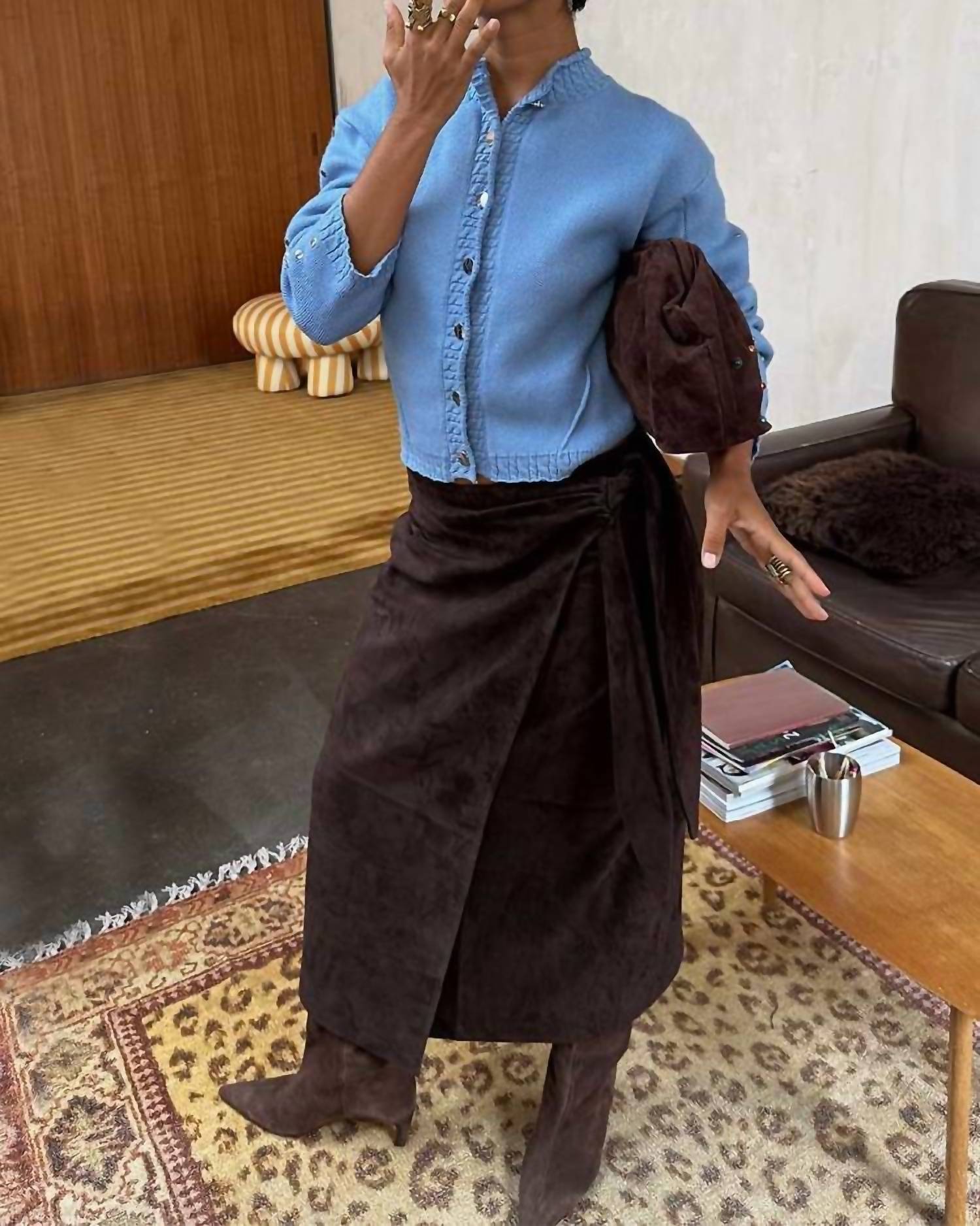 Never Fully Dressed - Suede Wrap Skirt