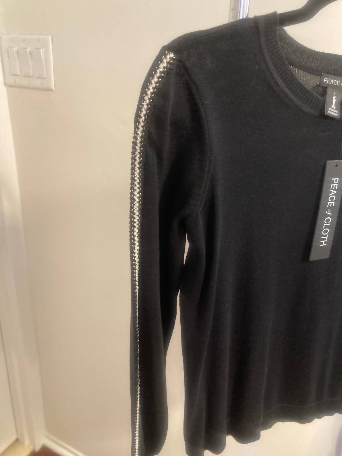 Piece Of Cloth - Women's Crew neck sweater with metallic trim