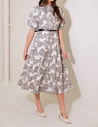 FLYING TOMATO Heritage Bloom Midi Dress in natural - women's dress - view 5