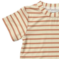 babysprouts Boy's Short Sleeve Tee in maple stripe - kids' tee - detail view