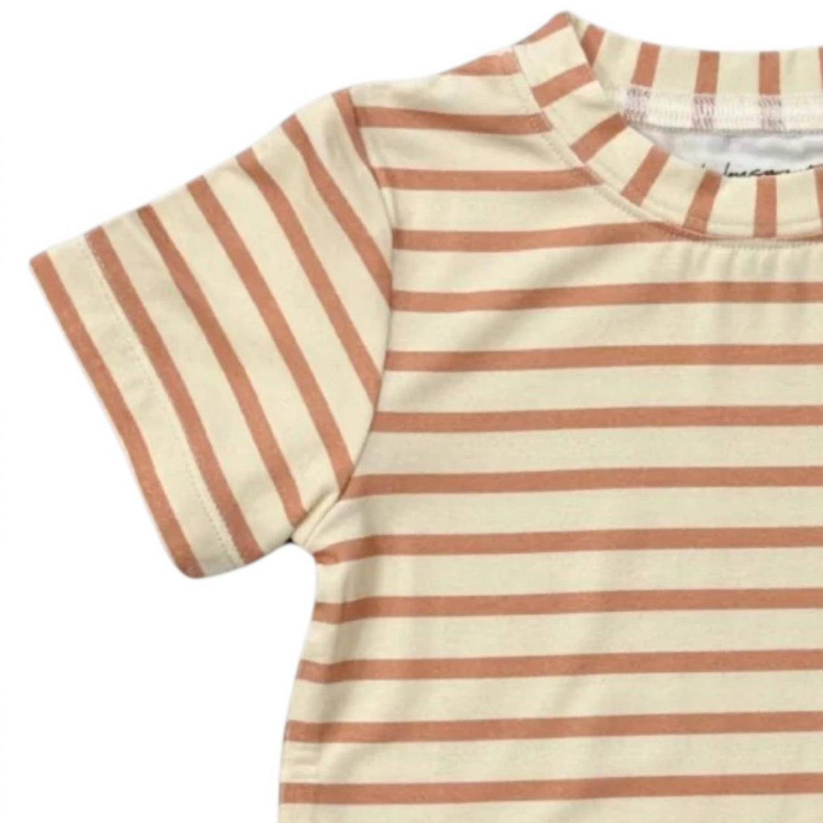 babysprouts Boy's Short Sleeve Tee in maple stripe - kids' tee - detail view