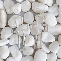 Ellison+Young - Women's Hammered Matte Hollow Cross Dangle Earrings