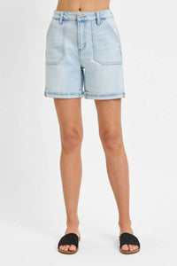 Risen - High Rise Patch Pocket Cuffed Relaxed Shorts