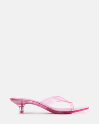 STEVE MADDEN Women's Tracie Y2k Jelly Thong Kitten Heel Sandal in pink - women's sandal