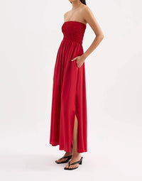 Nude Lucy Zuri Tencel Maxi Dress in crimson - women's dress - detail view