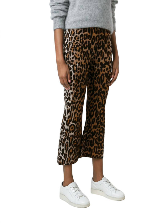 Women Leopard Cropped Flared Pants