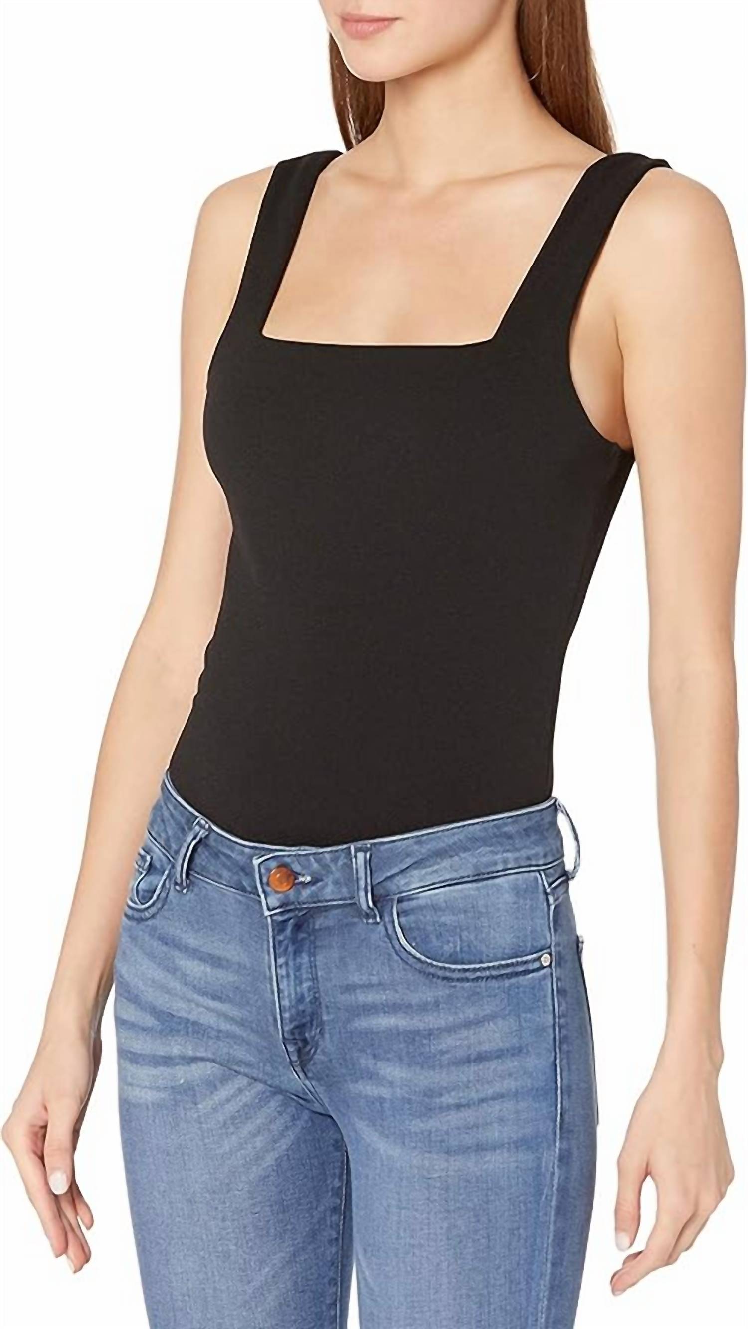 Mumu Apparel Dory Square Neck Bodysuit in black - women's shirt