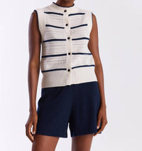 Brodie Cashmere Taylor Cashmere Tank Top in navy white - women's tank top