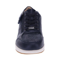 revere Women's Boston Sneaker in sapphire nvay lizard - women's sneaker - detail view