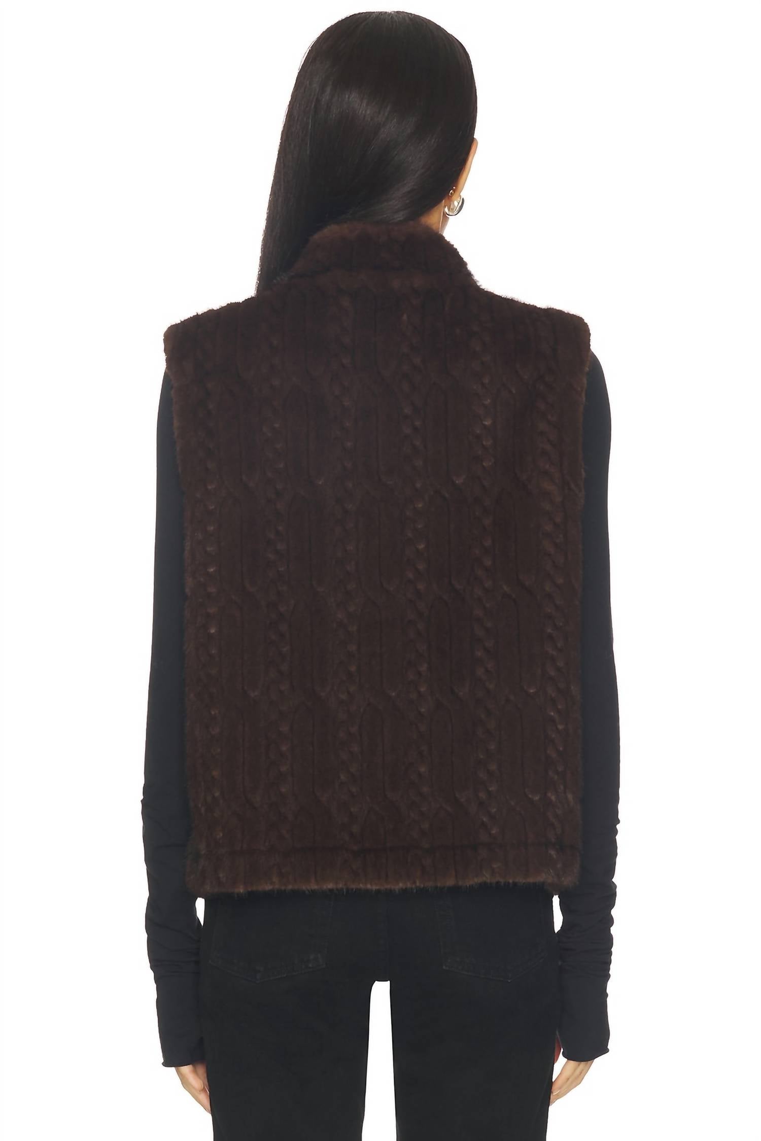 heartloom Nancy Faux Fur Vest in coco - women's jacket - detail view