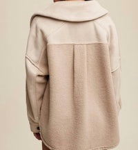 Listicle - Mixed Fabric Button Down Jacket
