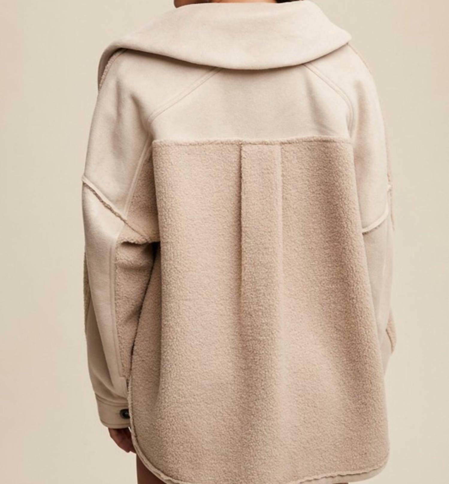 Listicle - Mixed Fabric Button Down Jacket