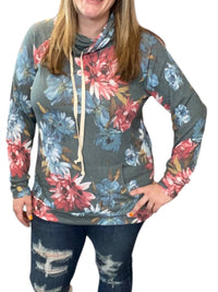 Honeyme - Floral Cowlneck Hoodie
