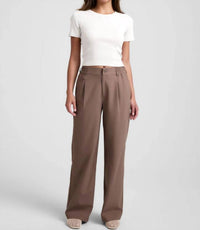 BEYOND YOGA Status Wide Leg Trousers in khaki - women's pants