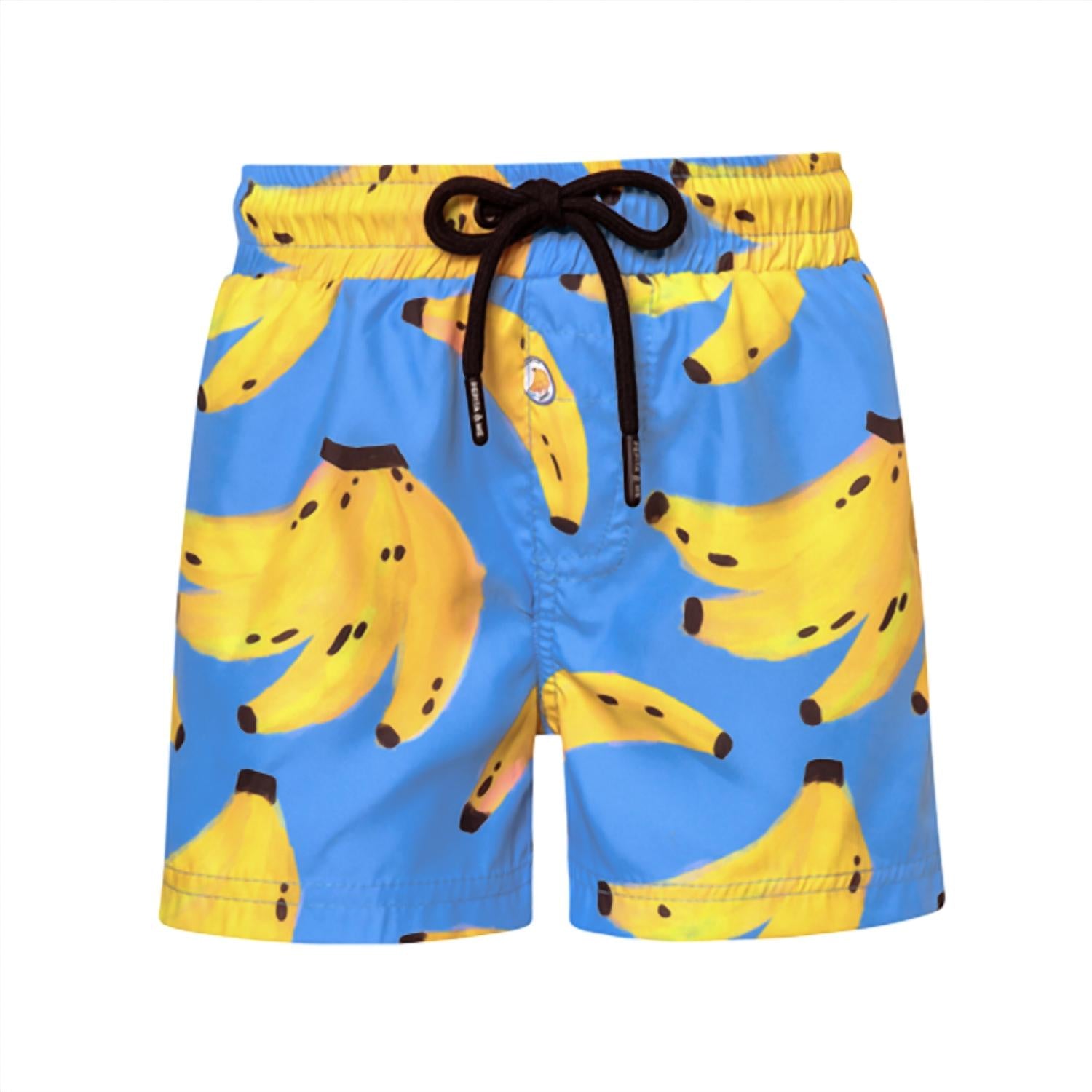 Pepita & Me Colombiano Swim Shorts in blue banana - kids' shorts - detail view