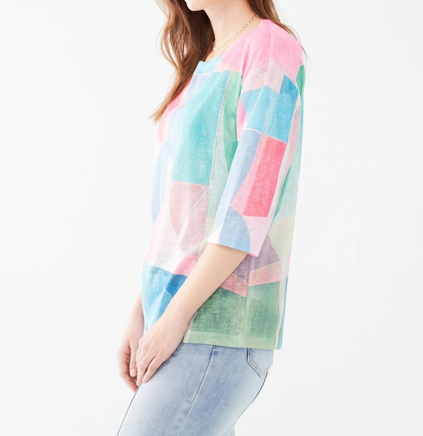 Fdj - Twila Three Quarter Sleeve Drop Shoulder Jersey Top