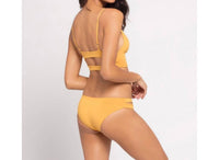 L*SPACE Solid Olivia Bikini Top in sunshine gold - women's swimwear - detail view