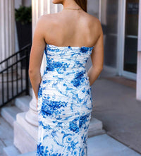 Sherri Hill Women's Fitted Floral Dress in ivory blue print - women's dress - view 4