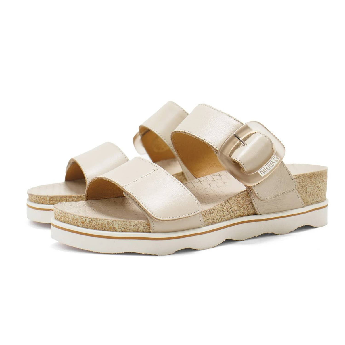 PIKOLINOS Women's Menorca Leather Wedge Sandals in marfil - women's sandal - alternate view