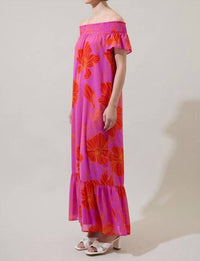 Sugarlips - Luxe Getaway Floral Smocked Shoulder Maxi Dress
