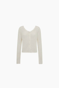 Peony - Pointelle Crewneck Cardigan
