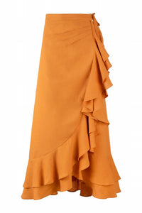 Rosewater House - Golestan Ruffle Linen Midi Skirt