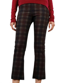 Avenue Montaigne Leo Cropped Flare Pants in scottich plaid - women's pants - detail view