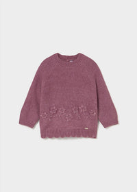 Mayoral - Girl's Sweater Tunic With Embroidered Flowers