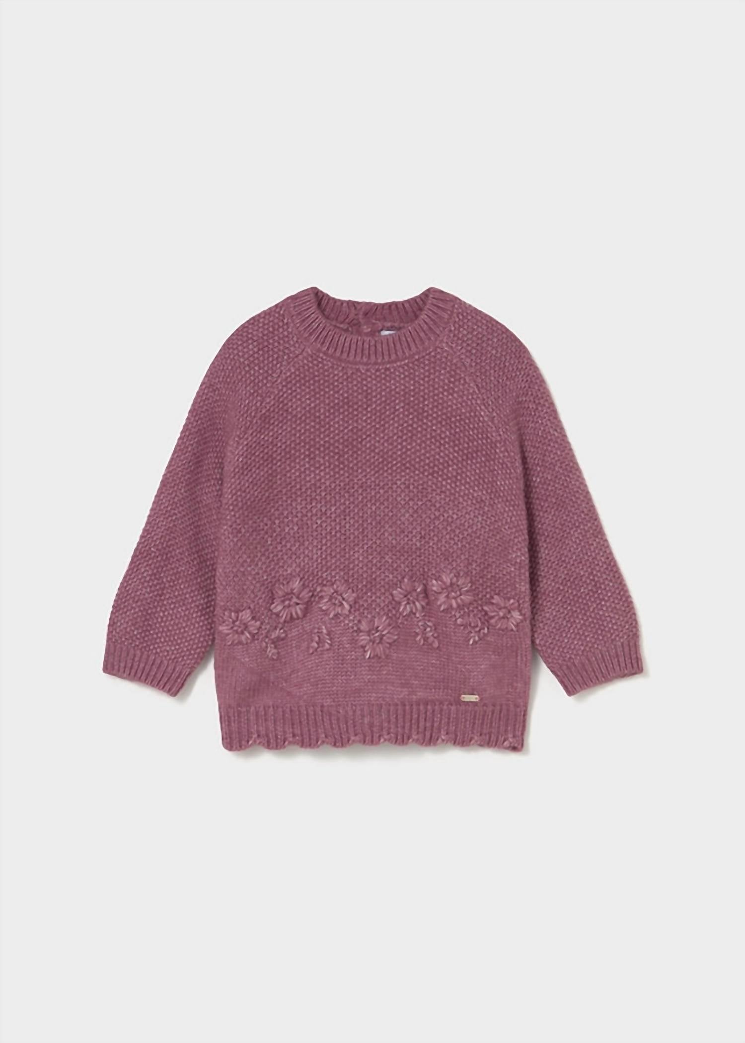 Mayoral - Girl's Sweater Tunic With Embroidered Flowers