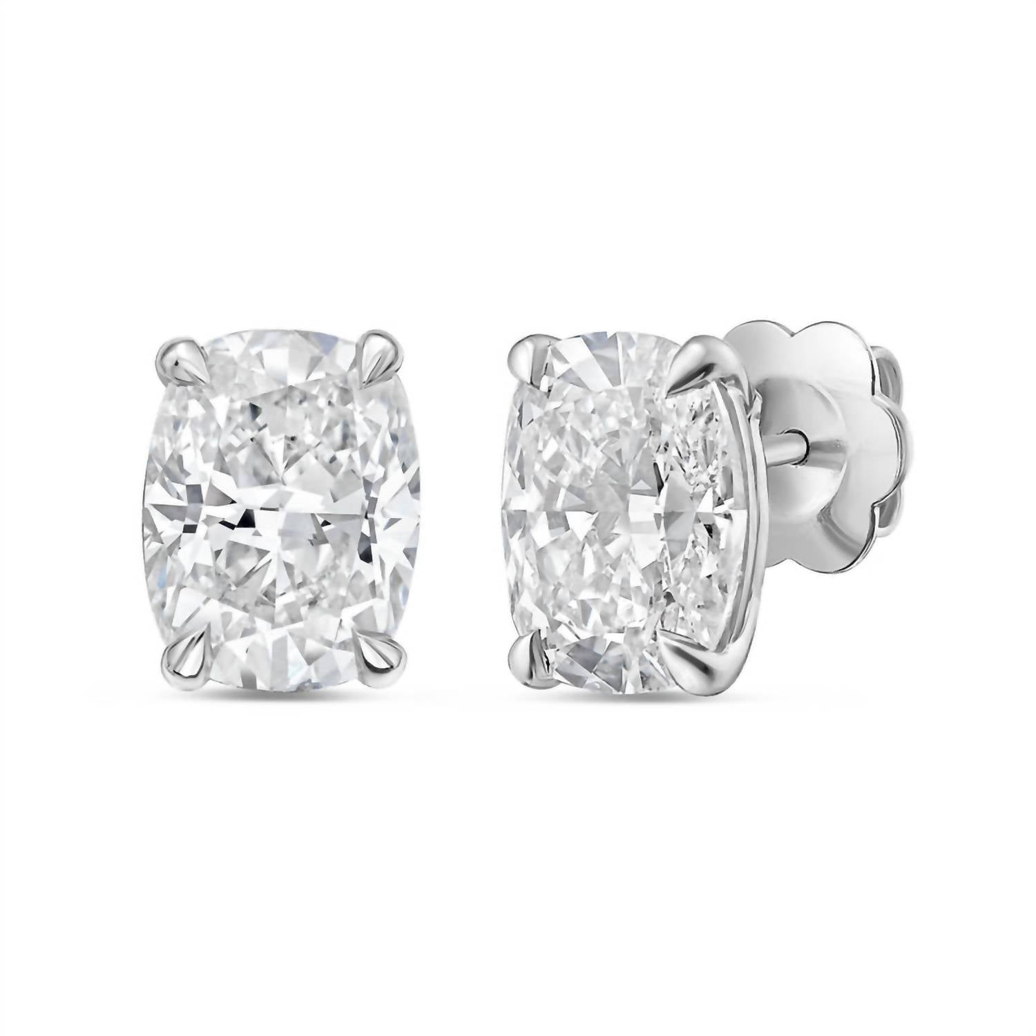 Diana M Jewels - Women's Cushion Lab-grown Diamond Stud Earrings (6.00 Tcw) - Elegant