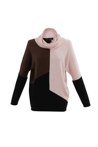 Marble - Cowl Neck Color Block Sweater