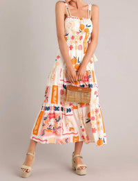 Illa Illa Printed Maxi Dress in apricot - women's dress - detail view