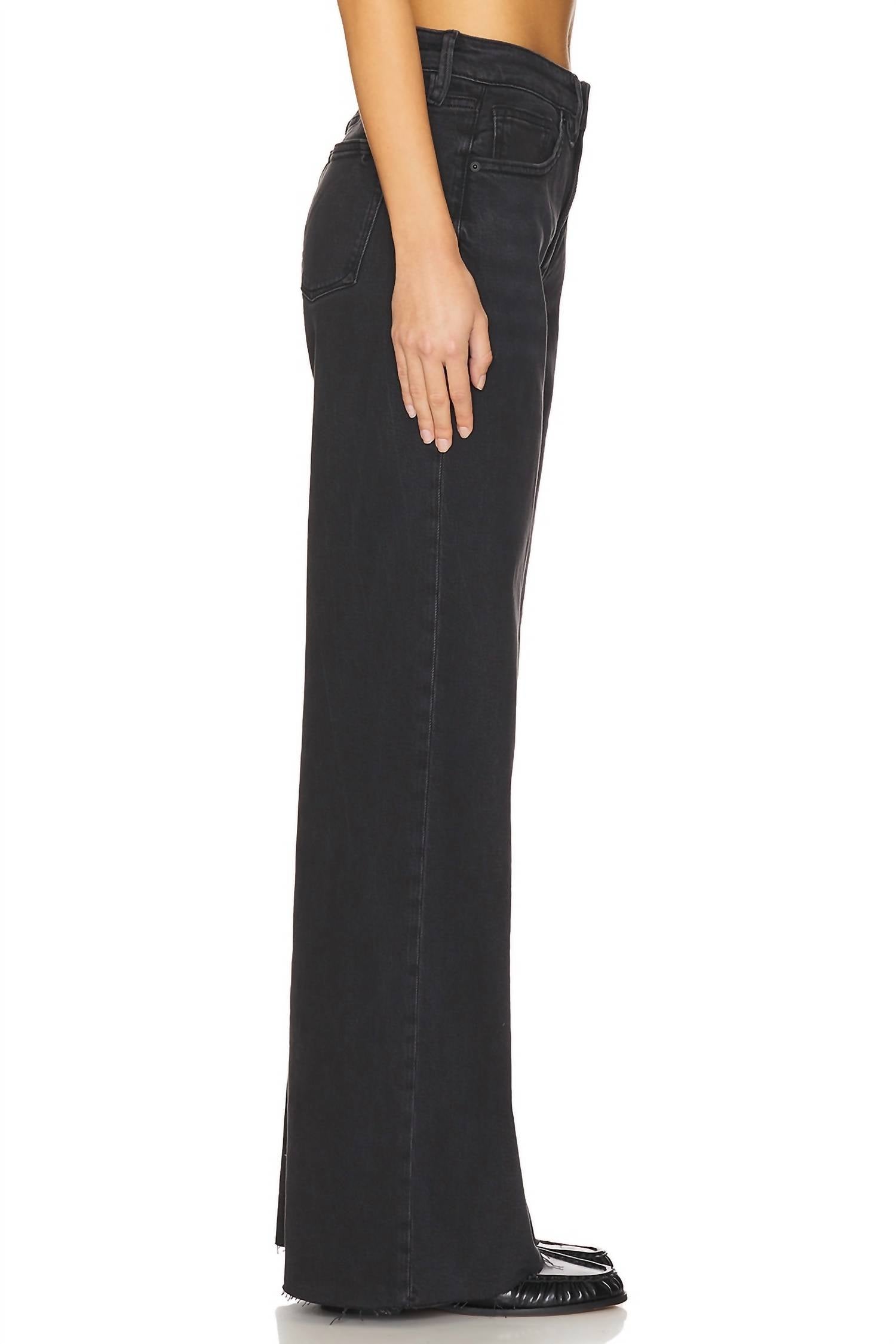 Good American - Good Standard Ease Wide Leg Raw Cut Hem Jean