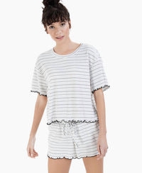 Jenni By Jennifer Moore - Sleepwear Lettuce-edge Pajama Shorts Set